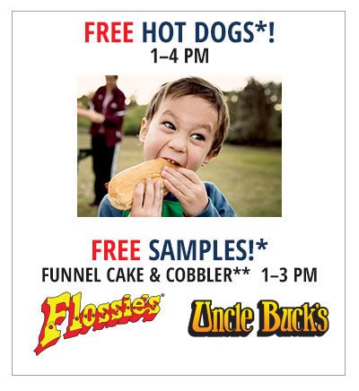 FREE hotdogs and funnel cakes or hush puppies