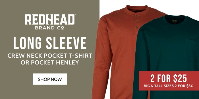 Long-Sleeve Crew Neck Pocket T-Shirt or Pocket Henley