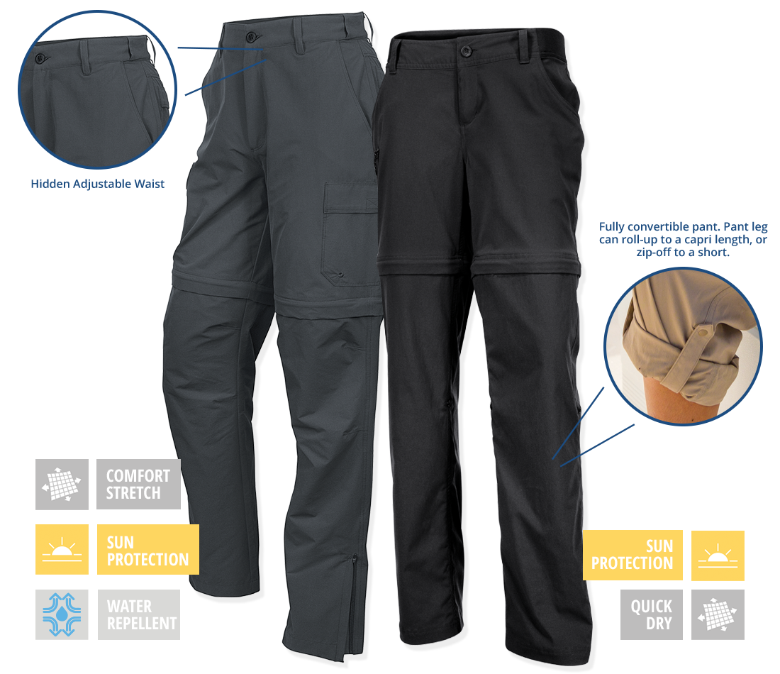 Sportsman Crest Pants for Men & Clearwater Convertible Pants for Ladies