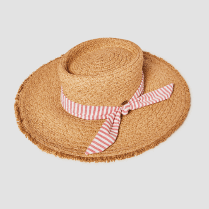 Striped Ribbon Gambler Hat