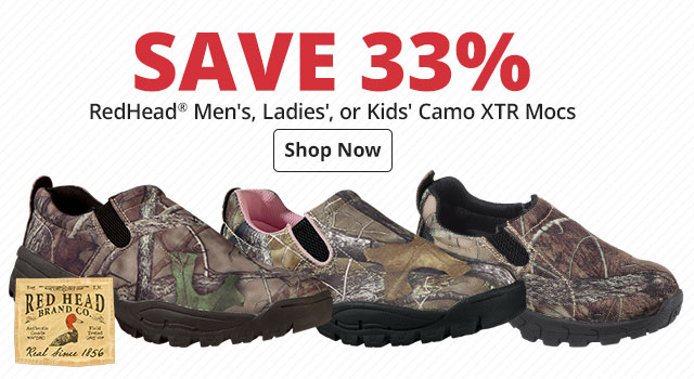 Save 33% RedHead® Men's, Ladies', or Kids' Camo XTR Mocs