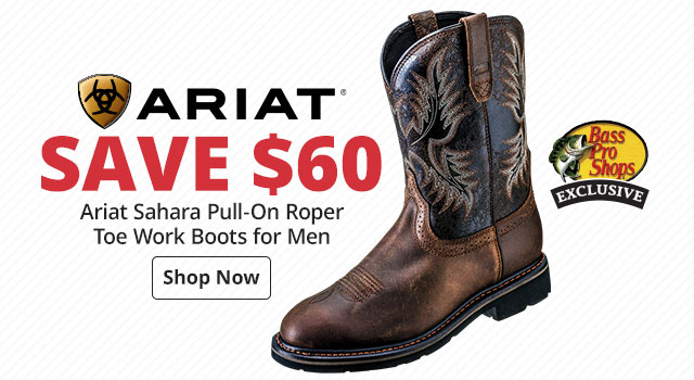 Save $60 on Ariat Sahara Pull-On Roper Toe Work Boots for Men