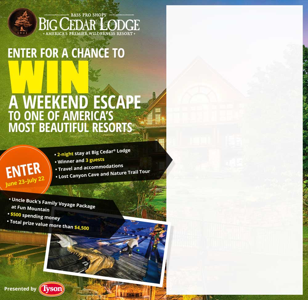 Basspro: Win 2 Night Stay at Big Cedar Lodge